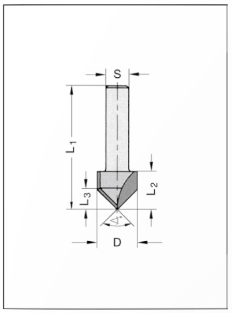 V-Nut- und Schriftenfräser 14x13.5x43.5x6.35 24262-5-14090-R